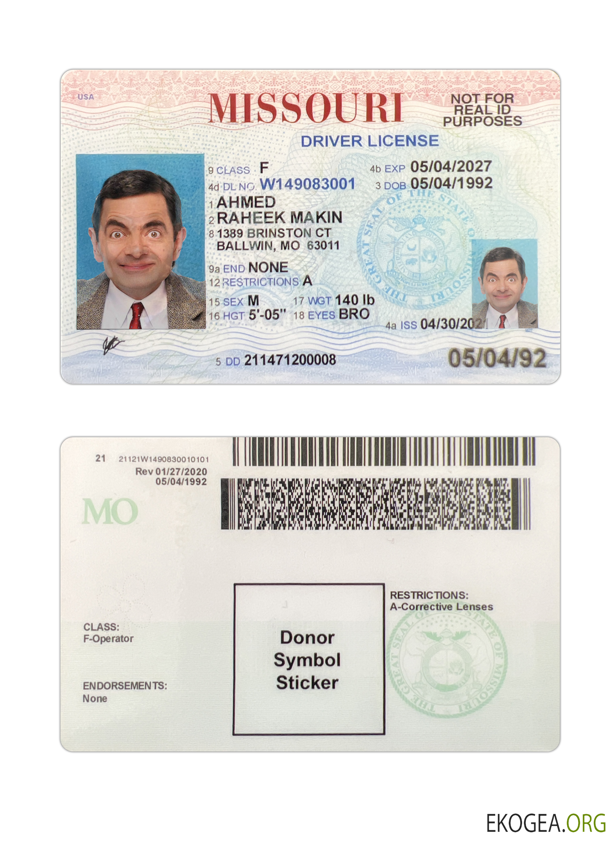 USA Missouri driving license 2021 present